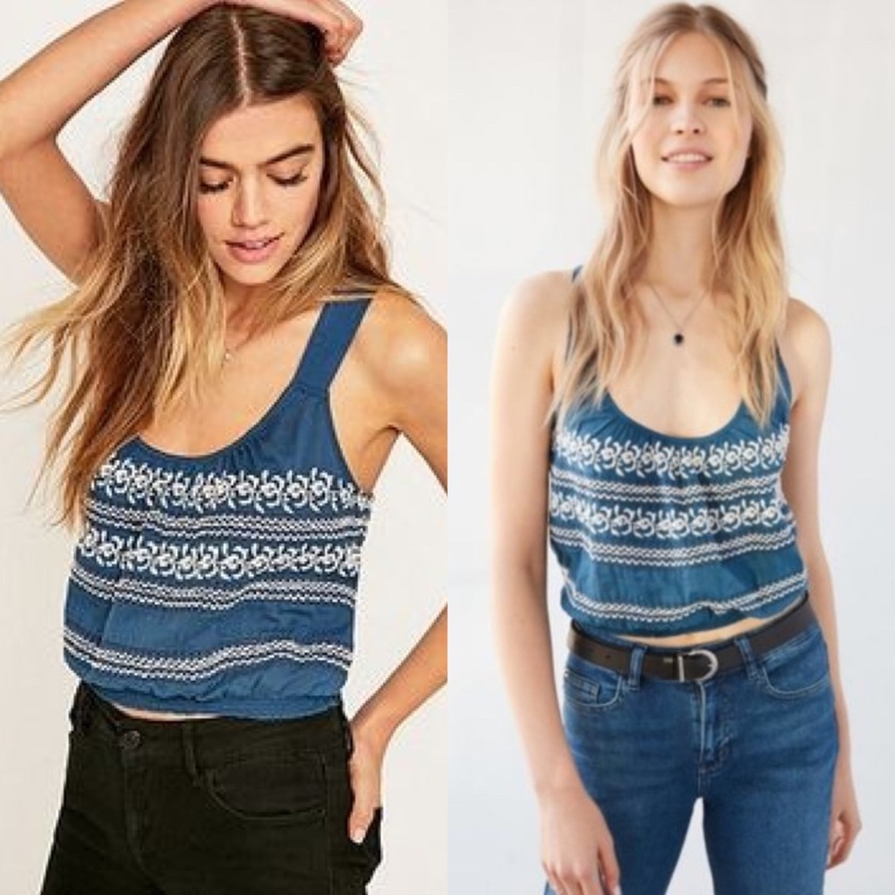 Urban Outfitters Ecote Kara Embroidered Crop Top